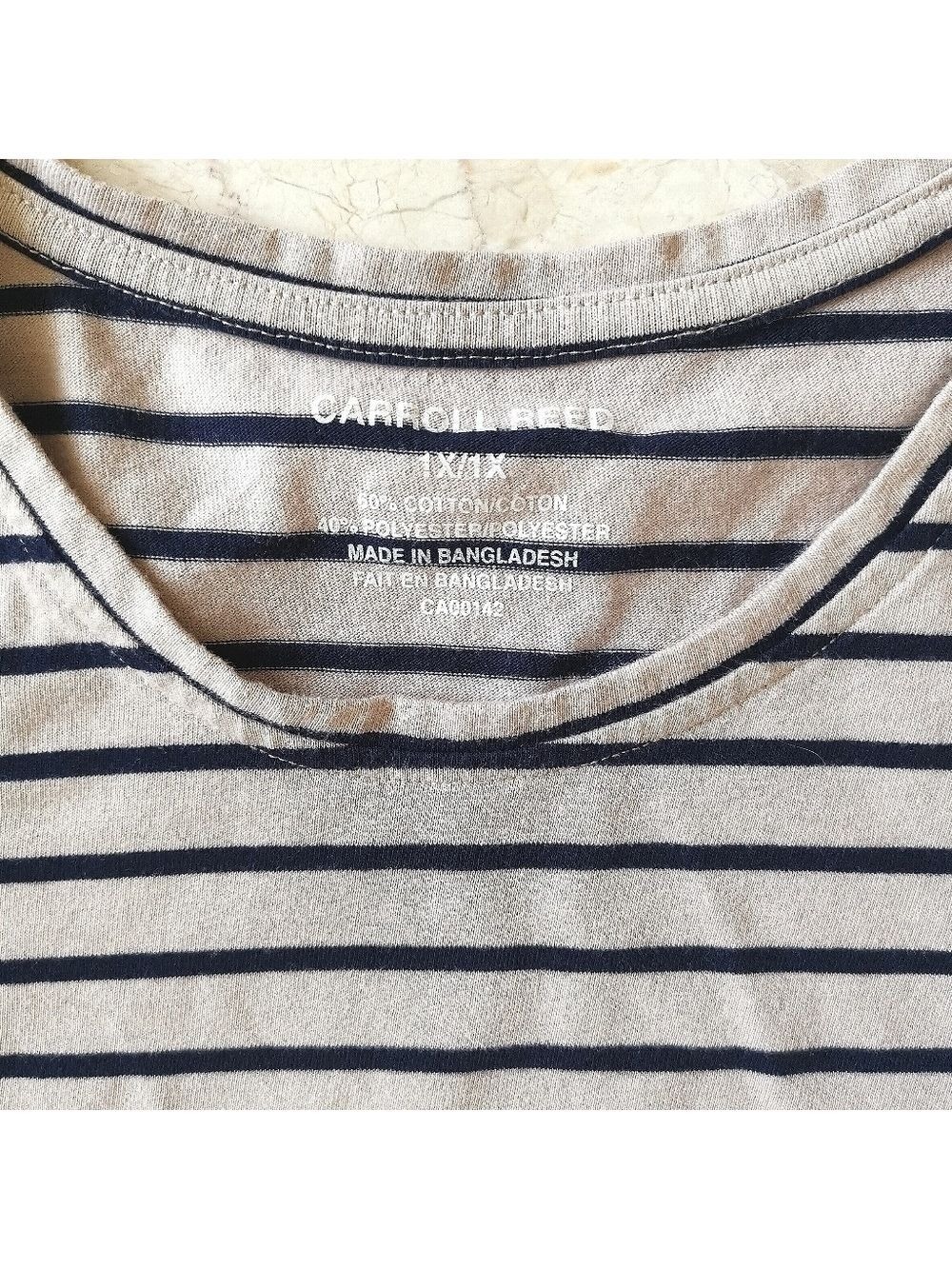 Carroll Reed Plus Size Top T-Shirt Navy Beige 1X - Picture 4 of 9